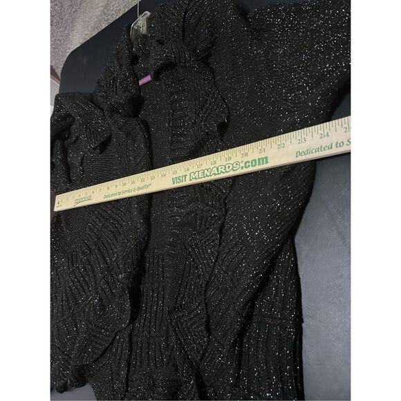 Beverly Drive Women’s Size L Open Cardigan Sweater Ruffled Scalloped Bling - Picture 5 of 12